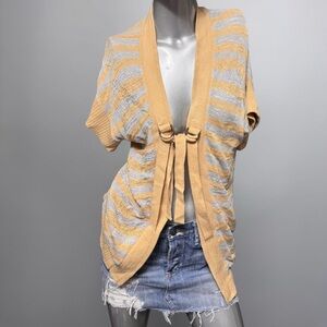 DIESEL Y2K Buckle-Detail Yellow/Grey Striped Cardigan